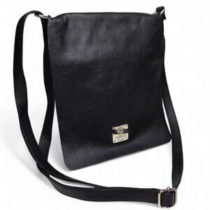 I. Medici Firenze Black Leather Crossbody Purse Women's Flap Front Boxy Designer